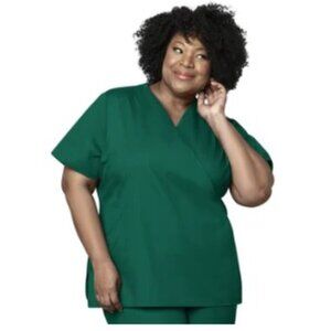 WonderWORK Brand Wonderwink Women's Mock Wrap Scrub Top Hunter Green NWT 3XL set